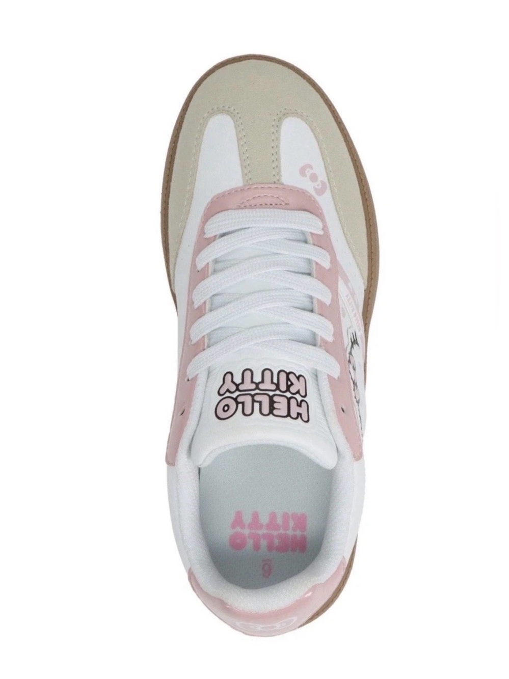 Hello Kitty White, Pink & Tan Women's size 11 Casual Lace-Up Sneakers - Picture 5 of 7